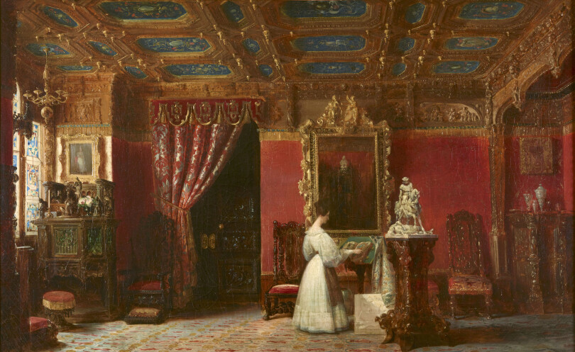 La princesse Marie devant sa Jeanne d’Arc, une toile de Prosper Lafaye.